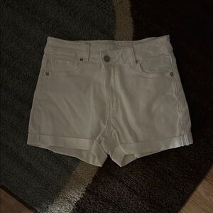 American Eagle Outfitters White Jean Shorts High-Waisted Cuffed